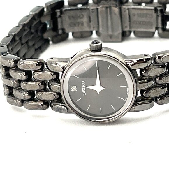 Seiko 1N00-0DB0 Black Annodized Ladies Watch 6.5" Works - Picture 6 of 9